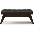 thumbnail image 2 of Tufted Ottoman Bench, 40" Wide, Mid-Century Modern Style, Black Vegan Leather, 2 of 6