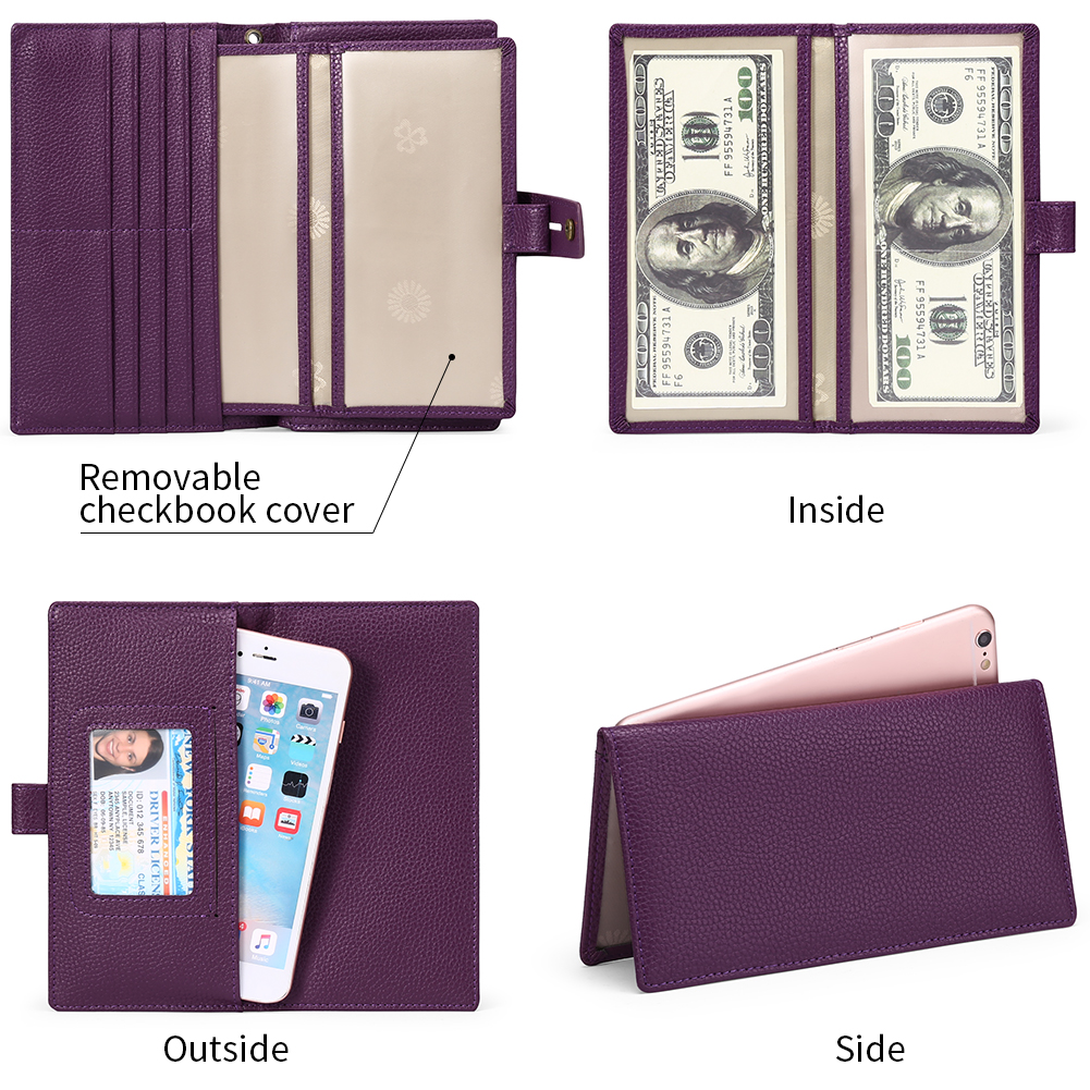 Sendefn Women's Top-Grain Leather Wristlet Wallet with RFID Blocking photo 4