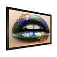 thumbnail image 2 of Designart 'Woman Lips With Green Lipstick & Teeth' Modern Framed Art Print, 2 of 4