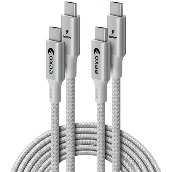 OXAA USB C to USB C Braided Fast Charging Cable 100W,(2m/6.6ft), Nylon Charger Cord with Smart E-Marker Chip, Aluminum Connectors & 480Mbps Data Transfer for Phones, Tablets & Laptops