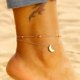 thumbnail image 3 of Tobillera de la luna de las mujeres de aleación de sentido avanzado de la luna colgante conjunto de pie de decoración de moda versátil cadena de playa, 3 of 5