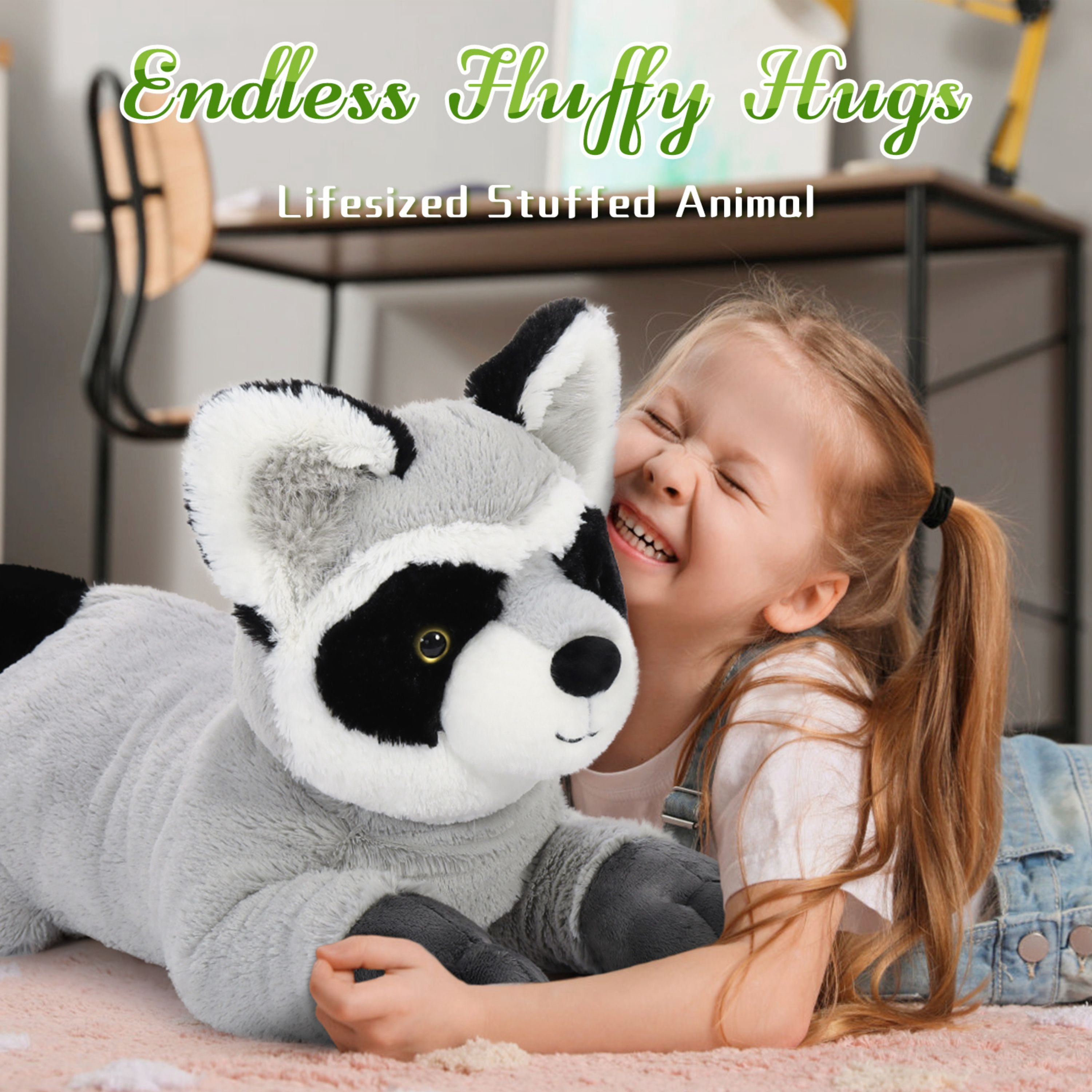 Tezituor 27.5'' Raccoon Stuffed Animal Big Stuffed Racoon Toy