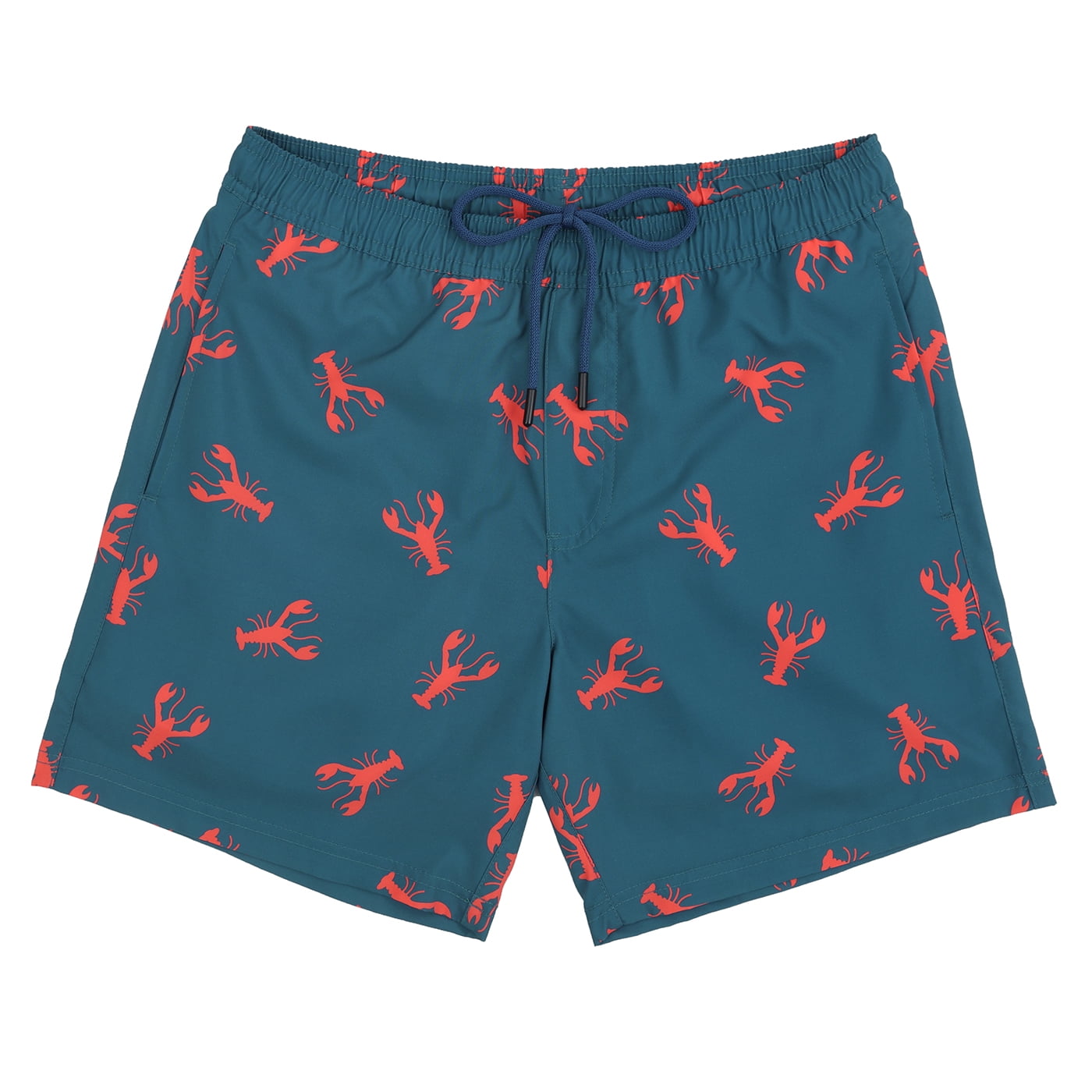 LRD Men's Swim Trunks with Compression Liner 7 Inch Inseam Lobsters / USA Stripe S