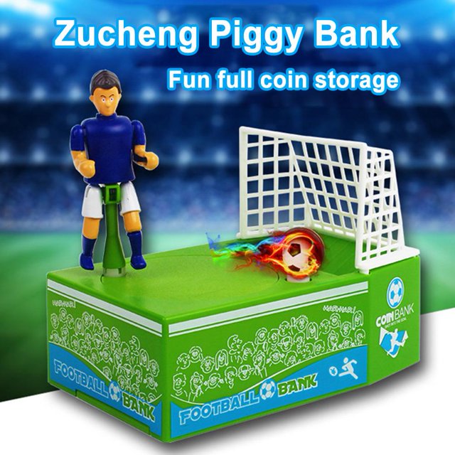 Soccer Player Goal Kicking Piggy Bank Coin Money Saving Box Kids Toy Children Toys Birthday Christmas New Year Gift heqiyong LED