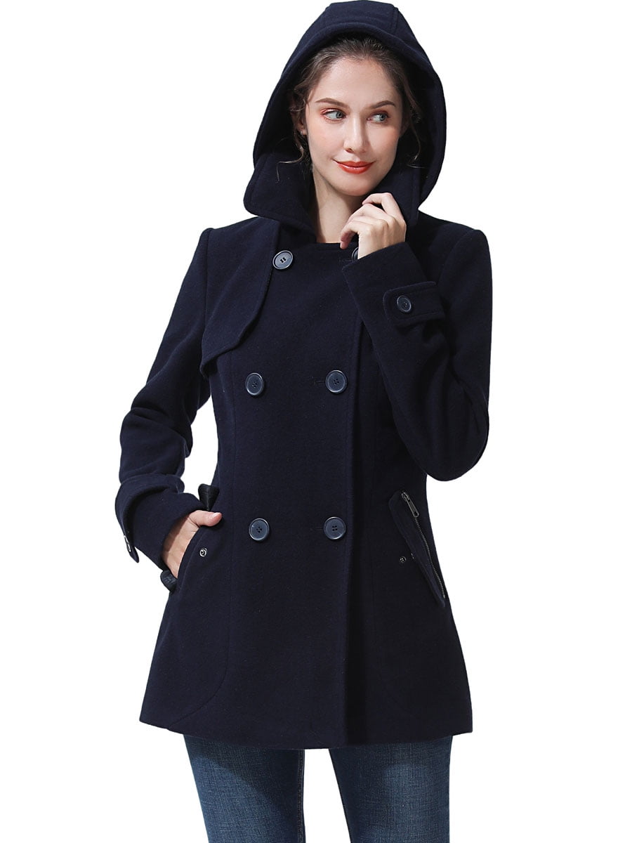 hooded wool peacoat womens