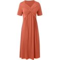 thumbnail image 4 of Robes de Printemps pour Femmes Décontractées Manches 3/4 Longue Robe Évasée Basique Plage Vacances Travail Maxi Robe 2025, 4 of 5