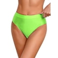 thumbnail image 3 of DPOIS Women's Glossy Seamless Briefs Underwear Stretchy High Waist Bottoms Briefs Fluorescent Green L, 3 of 5