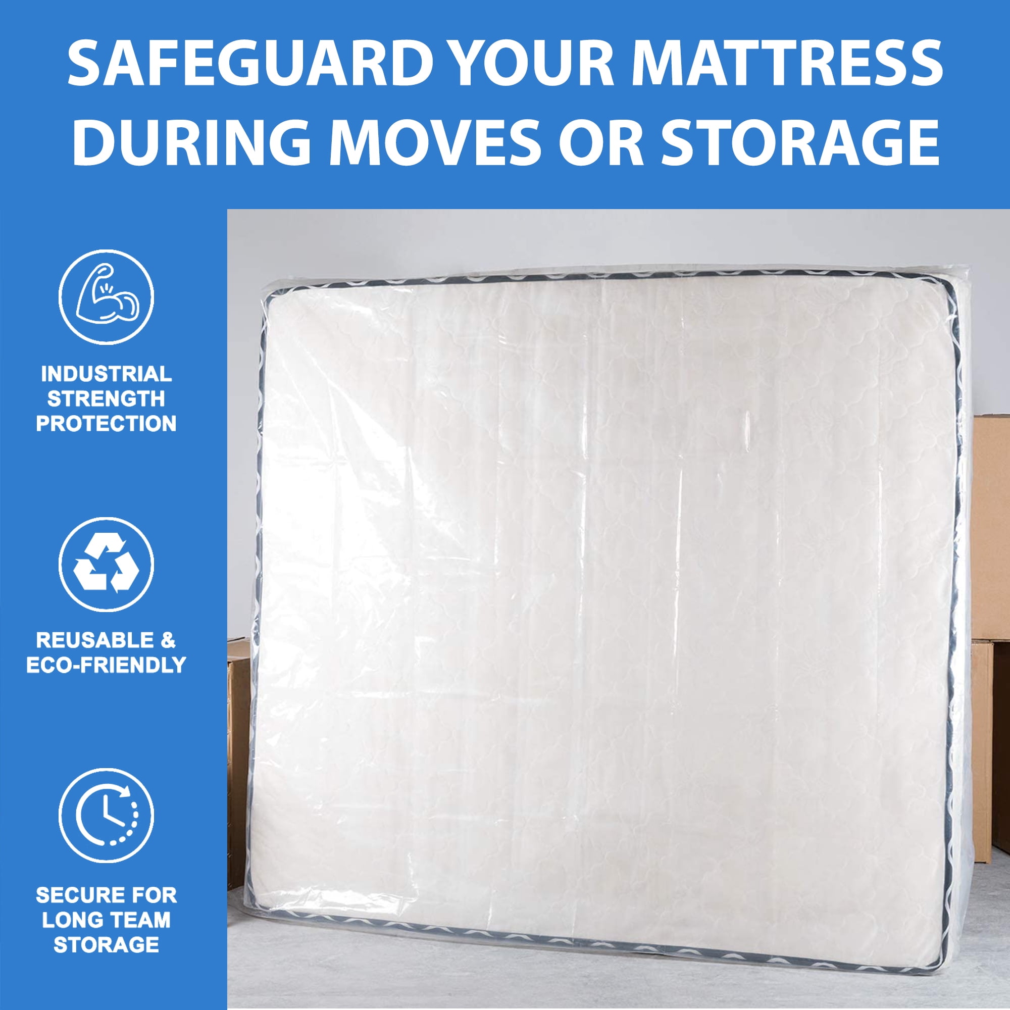 Continental Sleep, Mattress Bag for Moving & Storage, Heavy-Duty Mattress-Protector Cover, Waterproof Mattresses Storage Bags, Polyurethane, Tear Resistant, Queen, (Set Of 2)