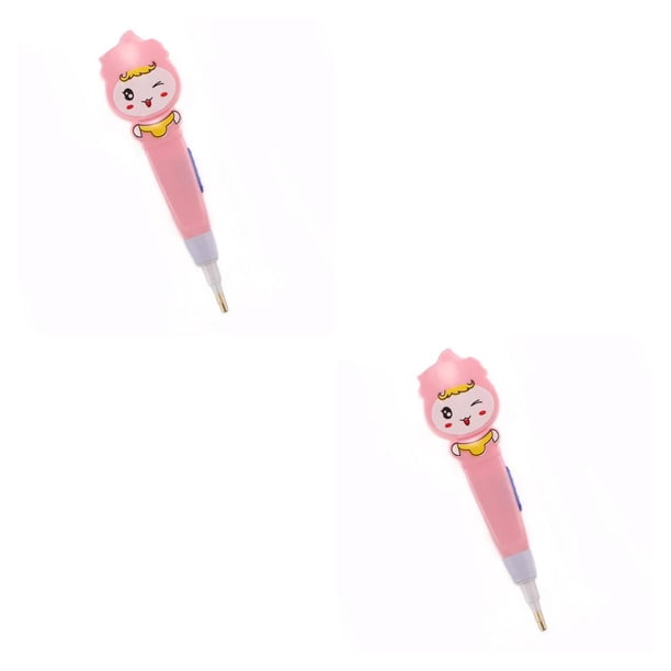 Bewildely pluma de pintura de diamantes de imitación con luz LED artesanías de arte más claras herramienta de costura de imagen de dibujos rosa/9 cabeza 2Conjunto