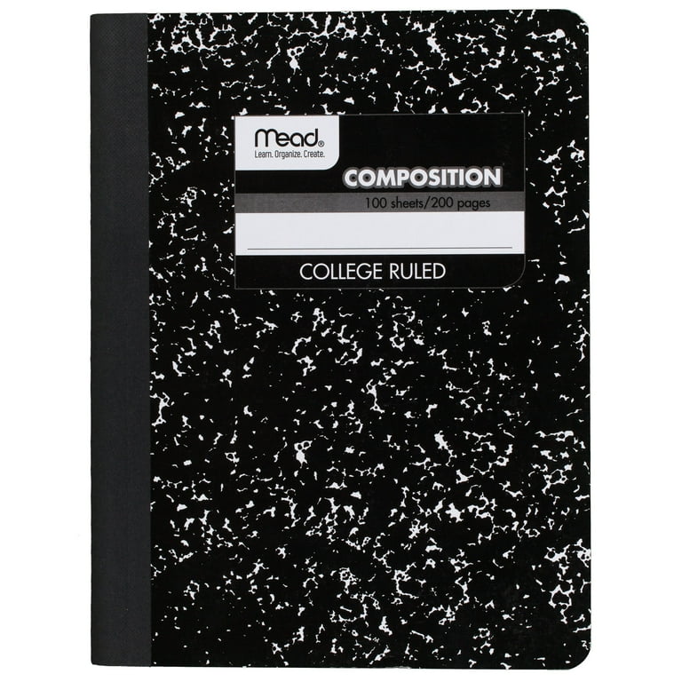 Mead Composition Book, College Ruled, 100 Sheets, Black, 3 Pack (38111)