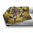 thumbnail image 3 of Yellow and Blue Soft Flannel Fleece Throw Blanket, Mandala with Floral Ornamental Psychedelic Fantasy Rays Pattern, Cozy Plush for Indoor and Outdoor Use, 70" x 90", Multicolor, by Ambesonne, 3 of 6