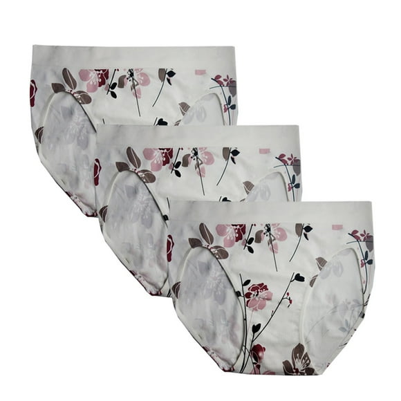 FEM Women's Underwear Seamless Briefs High-Cut Panties - 3 Pack