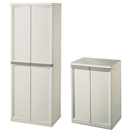 sterilite 4-shelf plastic storage cabinet + 2-shelf plastic cabinet storage