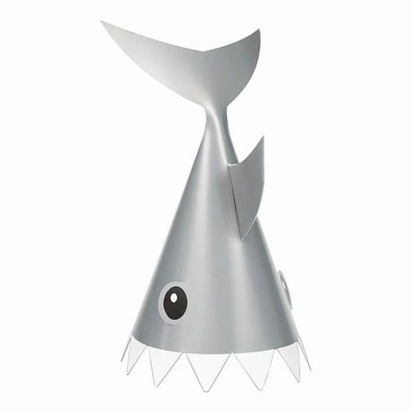 8.5 x 5 in. Shark Party Paper Child Hat, Gray