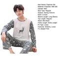 thumbnail image 7 of zeranth 2Pcs/Set O-neck Long Sleeve Elastic Waistband Straight Wide Leg Pajamas Set Men Spring Autumn Cartoon Deer Pattern Top Pants Set, 7 of 7