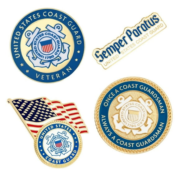 PinMart's Officially Licensed U.S. Coast Guard Veteran 4-Pin Set