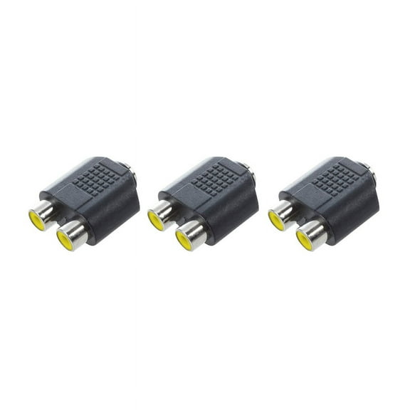 3Pcs 3.5mm Female to Dual RCA Female Phono Adapter Connector
