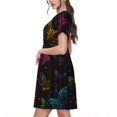thumbnail image 2 of Vsdgher Robes Midi Maxi Décontractées Papillon pour Femmes Été 2025 Manches Courtes Col Rond Robe de Plage, 2 of 6