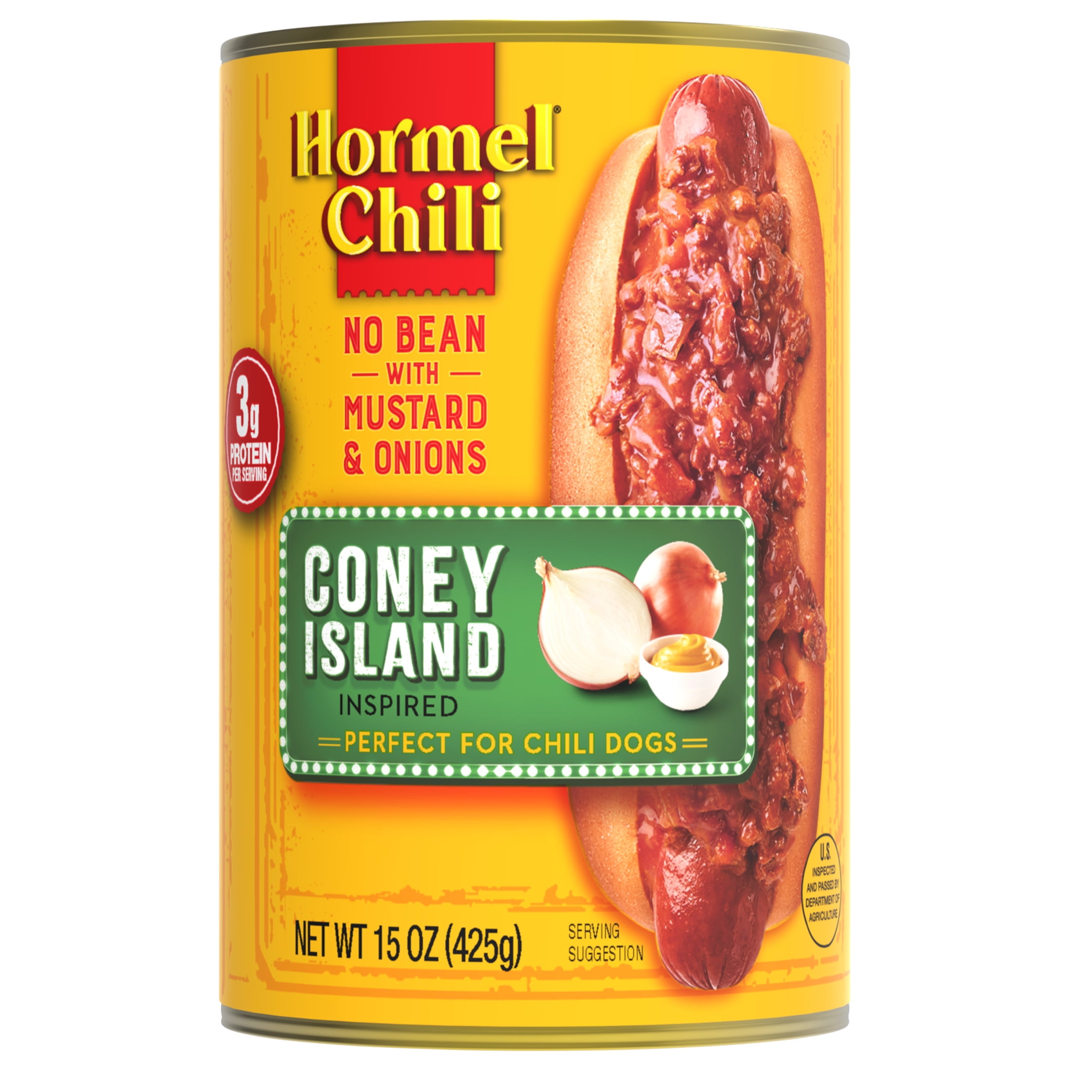 (12 pack) HORMEL Chili Coney Island Inspired No Bean, No Artificial Ingredients, Shelf-Stable, 15 oz Steel Can