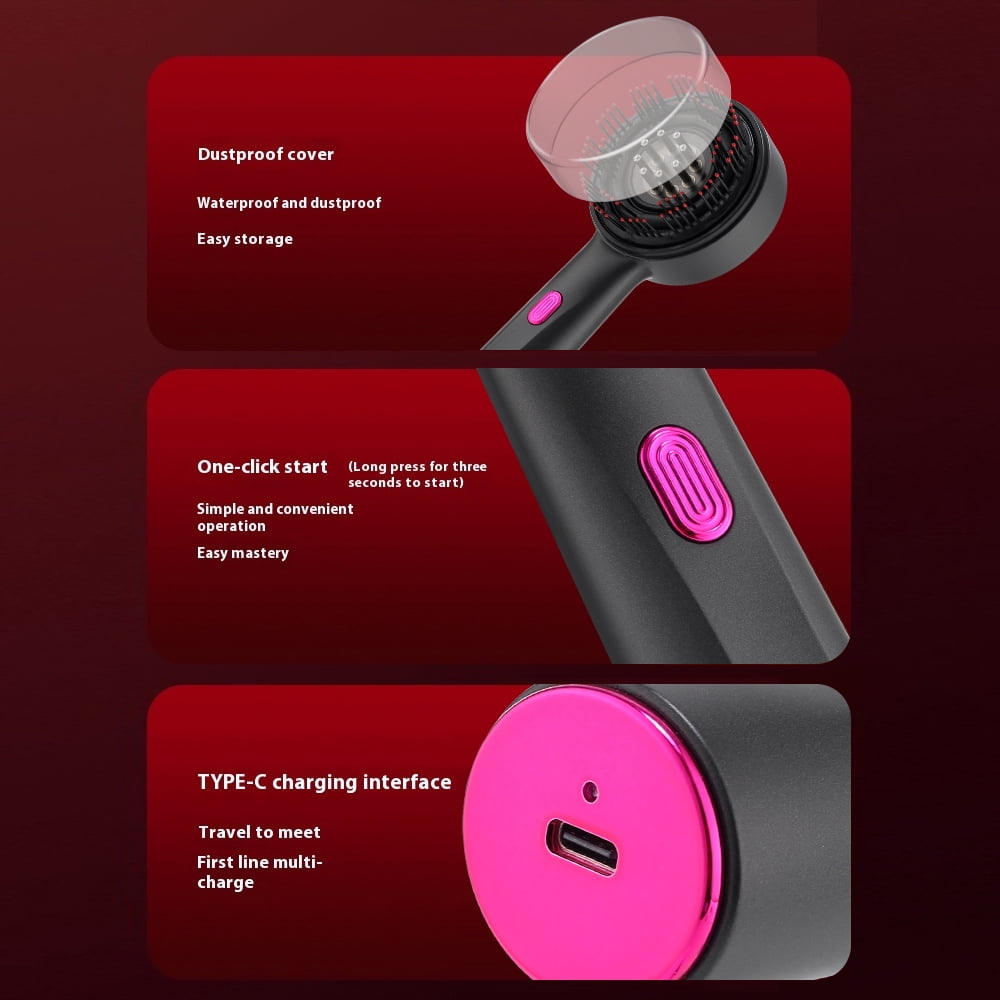 Flaremore Electric Hair Oil Applicator,Scalp Massage Comb Cordless Hair Brushes for women,3 in 1 Red Light Hair Care Comb,Type-C Charging Gray