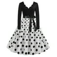 thumbnail image 1 of Fridja Mode Femmes une Ligne Flare Robe Vintage Bal Bal Balançoire Manches Longues Polka Dot Impression Parti Robe, 1 of 6