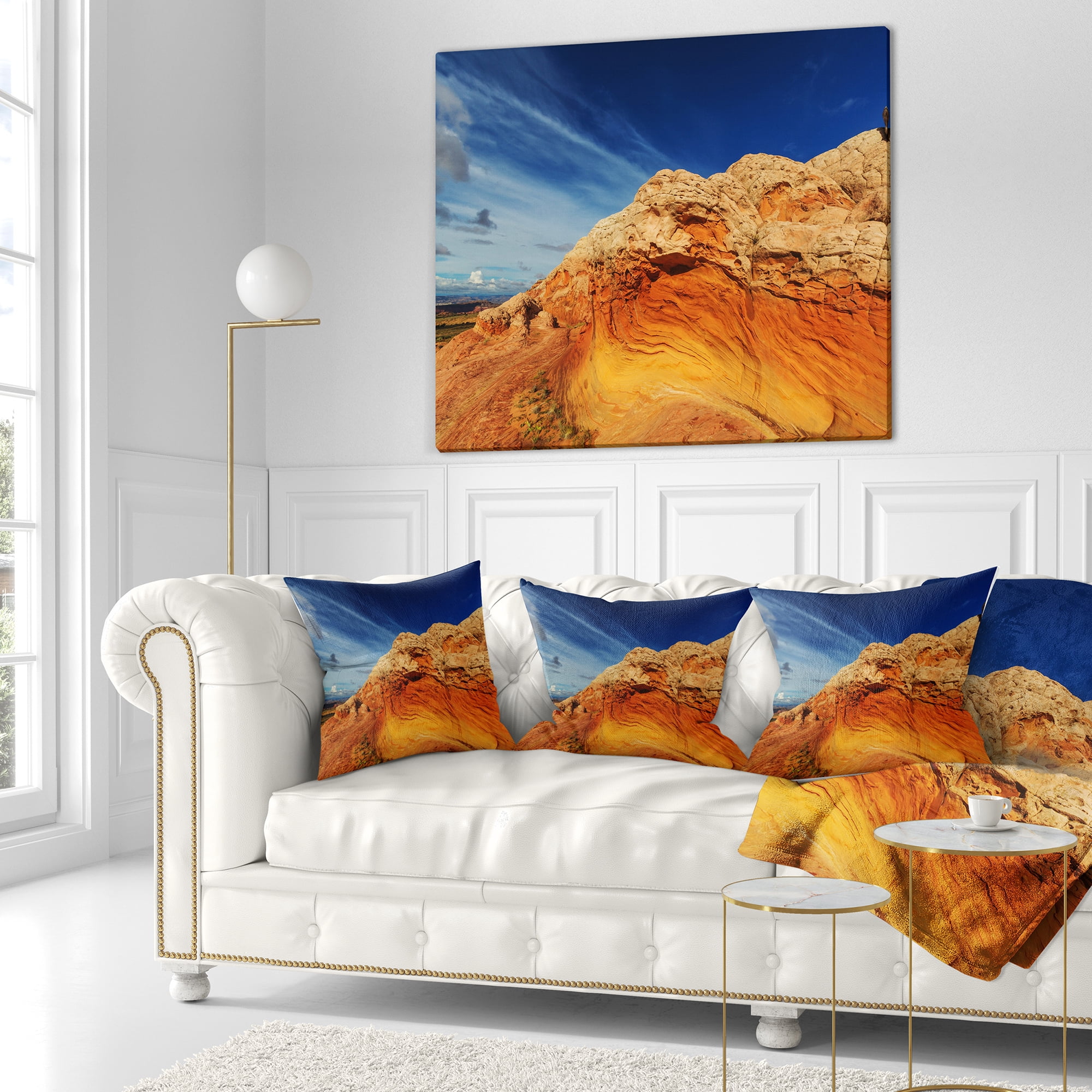 Designart Coyote Buttes of Vermillion Cliffs - Landscape Printed Throw Pillow - 16x16