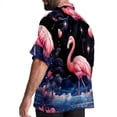 thumbnail image 3 of Starry Sky Flamingo Men's Hawaiian Short Sleeve Printed Button Down Poplin Casual Summer Beach Shirt, Unisex, 3 of 6