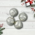 thumbnail image 3 of Northlight Glitter Stripes Christmas Shiny Glass Ball Ornaments - 2.5" (67mm) - Silver - 4ct, 3 of 9
