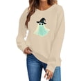 thumbnail image 3 of Jsaierl Women's Halloween Sweatshirts Plus Size Ghost Print Pullovers Soft Loose Fit Crewneck Long Sleeve Shirt Tops Halloween Party Supplies, Sizes S-2XL, 3 of 6
