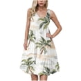 thumbnail image 2 of Drovellove 2026 Ruched Cake Dress for Women U-Neck Sleeveless Palm Tree Print Plus Size Summer Dresses, Chiffon Loose Tiered Ruffle Hem Boho Casual Beach Vacation Sundress, 2 of 5
