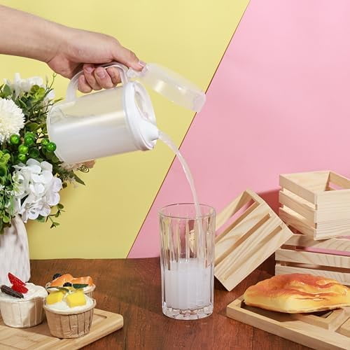 6 Pack Early Learning Kids Easy Pour Mini Pitchers 20 Oz Clear Plastic Pitcher with Lid and Handle Child Mini Easy Pour Bottles for Water Milk Tea Classroom Nursery Home$$Home Decor, Kitchen, & Other