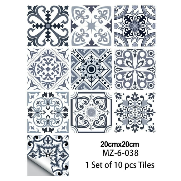 Luckyn 7.9*7.9 inches Peel and Stick Backsplash Mosaic Tiles Stickers Tile Paint Removable Waterproof Self-Adhesive Decals Home Kitchen Bathroom Decor 10 Pcs