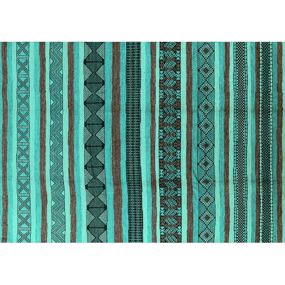 Ahgly Company Machine Washable Indoor Rectangle Solid Turquoise Blue Modern Area Rugs, 3' x 5'