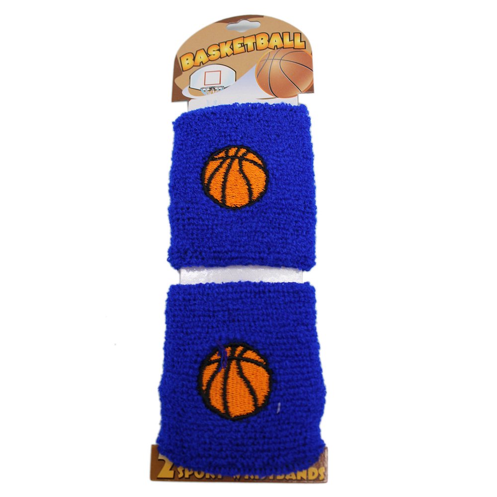 Blue Colored Basketball Stretchable Wristband Set (2 pc)