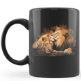 thumbnail image 3 of Lotusprinthandmade Valentine's Day Lion Couple Ceramic Mug 11 oz, Black, 3 of 5