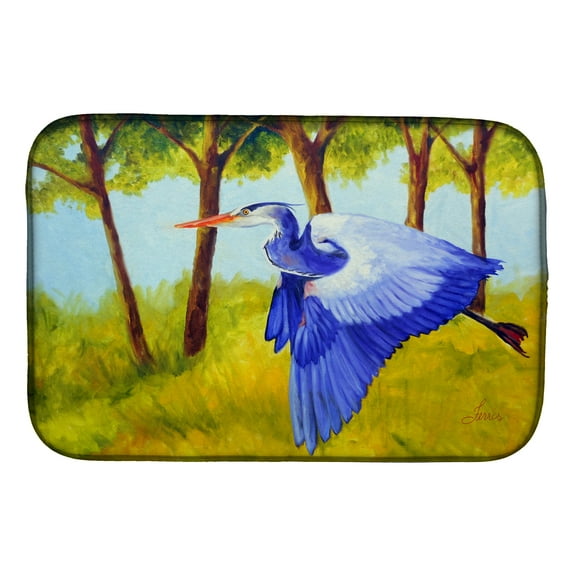Fyling Heron by Ferris Hotard Dish Drying Mat