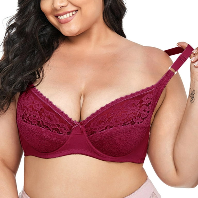 Vedolay Plus Size Lingerie For Women Women's Plus Size Front-Close T-Back  Wonderwire Underwire,Red 44 