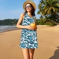 thumbnail image 3 of Fotbe Ocean Waves Vestido de Verano sin Mangas para Mujer – Vestido Midi Línea A, Estilo Camiseta Floral, Vestido Playero Casual y Fluido, 3 of 7