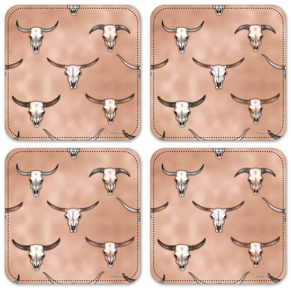 Vinyl Drink Coasters - Set of 4 - Longhorns - Image by Dan Morris