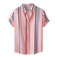 thumbnail image 1 of Camisas Hombre Camisas de un solo pecho de primavera y verano para hombre, camisa informal de manga corta con solapa para playa y vacaciones al libre (Pink, XL), 1 of 7