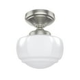 thumbnail image 2 of Hunter - Saddle Creek 1-light Brushed Nickel, Small Flush Mount Light, Dimmable, Schoolhouse Style, Schoolhouse Shaped, for Bedrooms, Dining, Living Rooms - 19048, 2 of 5