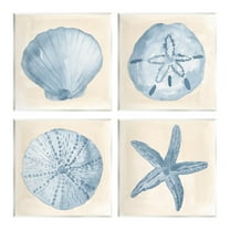 Blue Varied Seashell Marine Life Animals & Insects Graphic Art Unframed Art Print Wall Art, Set of 4