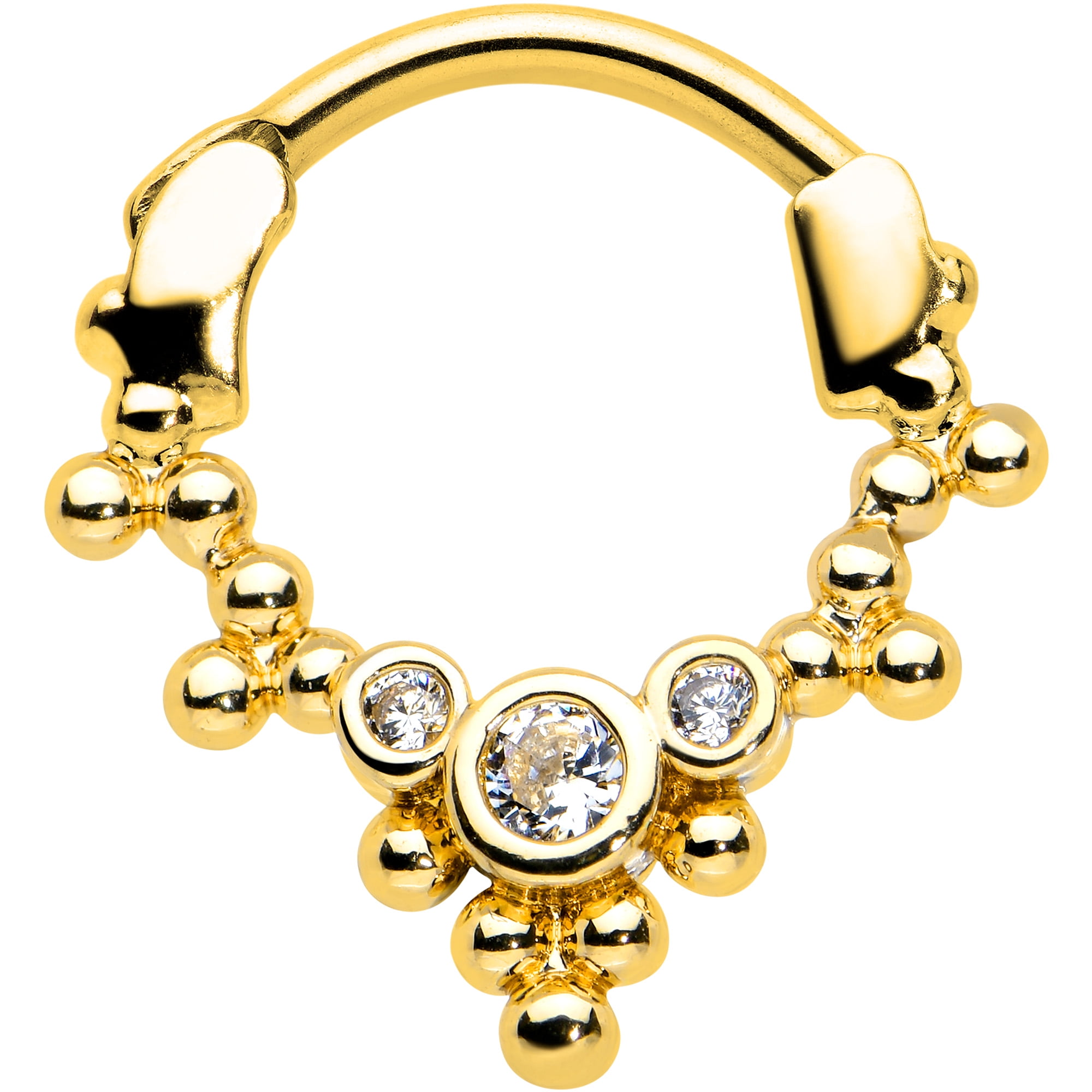 Body Candy Womens 16G PVD Steel Septum Jewelry Clear Princess Daith