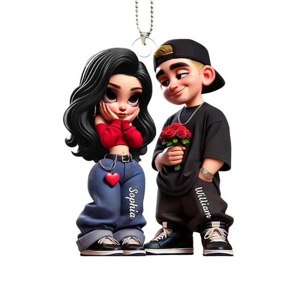 Couple Personalized Car Ornament Gift For Couple Cartoon Couple Ornament Car Rearview Mirror Hanging Ornament Gifts For Him Her Ornament For Couples Husband Wife Gifts Wedding Anniversary