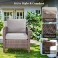 thumbnail image 3 of PARKWELL Outdoor Wicker Lounge Chair Set of 2,All-Weather Rattan Bistro Set Accent Club Chair,Ideal for Porch Deck Backyard,Brown/Beige, 3 of 10