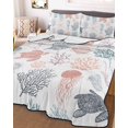 thumbnail image 3 of Quilts Twin Size Bedding Set, Red Grey Coastal Lightweight Quilted Comforter, Nautical Summer Beach Coral Sea Turtle Soft Reversible Bedspread Coverlet with Pillow Covers for All Season, 68" x 86", 3 of 7