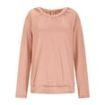 thumbnail image 4 of Miluxas Womens V Neck Long Sleeve Shirts Pleated Tops Fall Dressy Solid Color Casual Blouses Rose Gold M(M), 4 of 8
