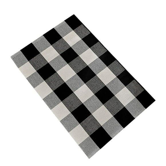 Kitchen Rugs and Mats Anti Fatigue Kitchen Bathroom Cotton Plaid Rugs Black and White Checkered Rug Door Mat Rug