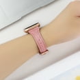 thumbnail image 3 of Dwitch Slim Soft Genuine Leather Strap Compatible with Apple Watch 49mm 46mm 45mm 44mm 42mm, Fashion Canvas&Leather Hybrid Band Strap Fits for iWatch Series 10 9 8 7 6 5 4 3 2 1 SE Ultra 2,Pink, 3 of 7