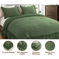 thumbnail image 4 of 3 Piece Luxury 5 Inch Two Layer Ruffle Comforter 550 GSM All Season (Oversized King Size) Premium Super Soft - 800 TC, 100% Egyptian Cotton- Solid Moss Colour, 4 of 7